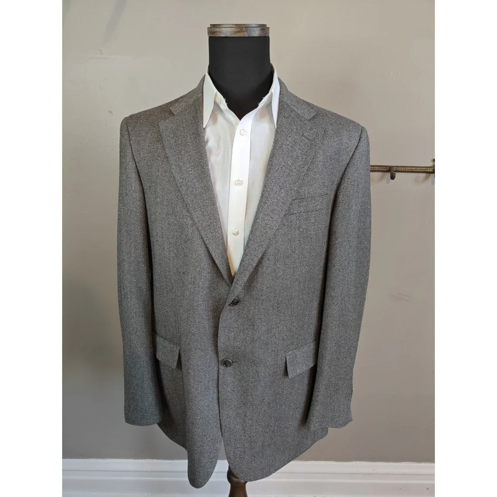 Austin Reed Mens Wool Sports Coat 44R Gray Made in USA 2 Button Blazer